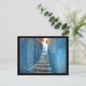 Narrow Blue Stairway in Marokko Briefkaart (Staand voorkant)