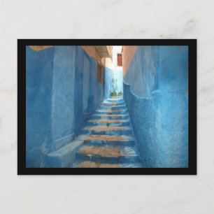 Narrow Blue Stairway in Marokko Briefkaart
