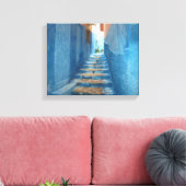 Narrow Blue Stairway in Marokko Canvas Afdruk (Insitu (Woonkamer))