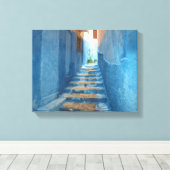 Narrow Blue Stairway in Marokko Canvas Afdruk (Insitu (Houten vloer))