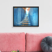 Narrow Blue Stairway in Marokko Canvas Afdruk (Insitu (Woonkamer))