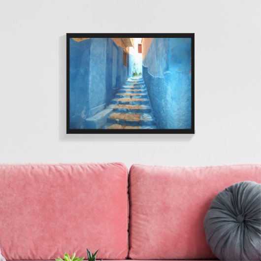 Narrow Blue Stairway in Marokko Canvas Afdruk (Insitu (Woonkamer))
