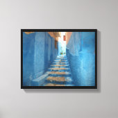 Narrow Blue Stairway in Marokko Canvas Afdruk (Voorkant)