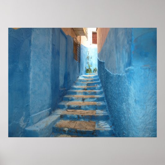 Narrow Blue Stairway in Marokko Poster (Voorkant)