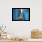 Narrow Blue Stairway in Marokko Poster (Keuken)