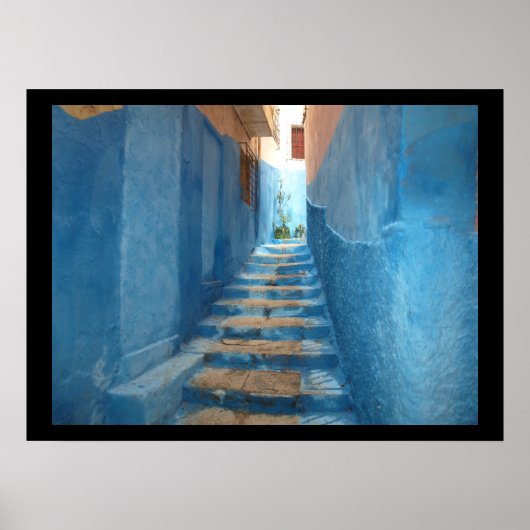 Narrow Blue Stairway in Marokko Poster (Voorkant)