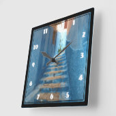Narrow Blue Stairway in Marokko Vierkante Klok (Hoek)