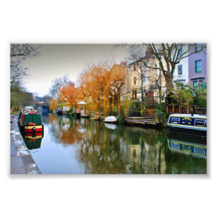 Narrow Boats Regent's Canal Camden UK Foto Afdruk