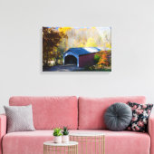 Narrow Covered Bridge Parke County, Indiana Canvas Afdruk (Insitu (Woonkamer))