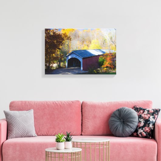 Narrow Covered Bridge Parke County, Indiana Canvas Afdruk (Insitu (Woonkamer))