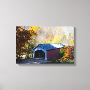 Narrow Covered Bridge Parke County, Indiana Canvas Afdruk