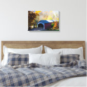 Narrow Covered Bridge Parke County, Indiana Canvas Afdruk (Insitu (Slaapkamer))
