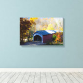 Narrow Covered Bridge Parke County, Indiana Canvas Afdruk (Insitu (Houten vloer))