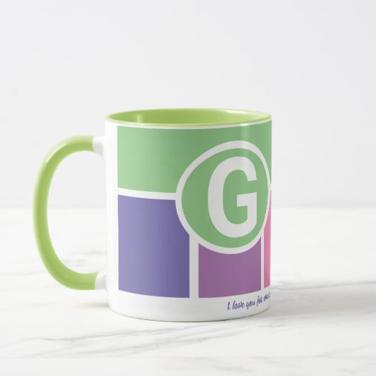 Narrow Feminine Stripes met Monogram koffie Mok (Links)