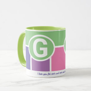 Narrow Feminine Stripes met Monogram koffie Mok