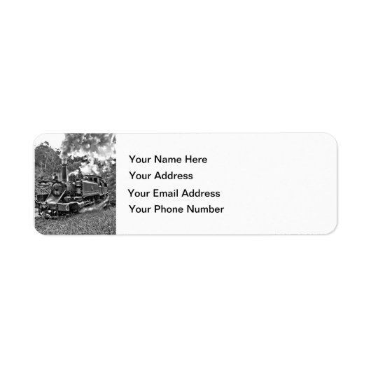 Narrow Gage Steam Train Black en White Etiket (Voorkant)