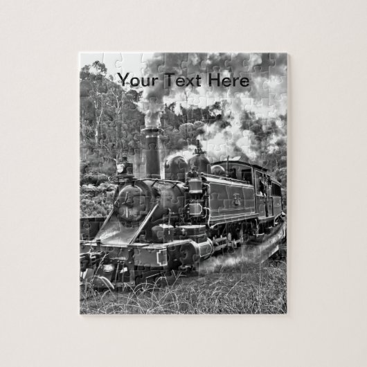 Narrow Gage Steam Train Black en White Legpuzzel (Verticaal)