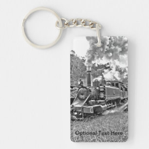 Narrow Gage Steam Train Black en White Sleutelhanger