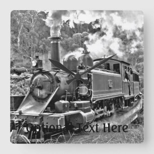 Narrow Gage Steam Train Puffing Engine Vierkante Klok