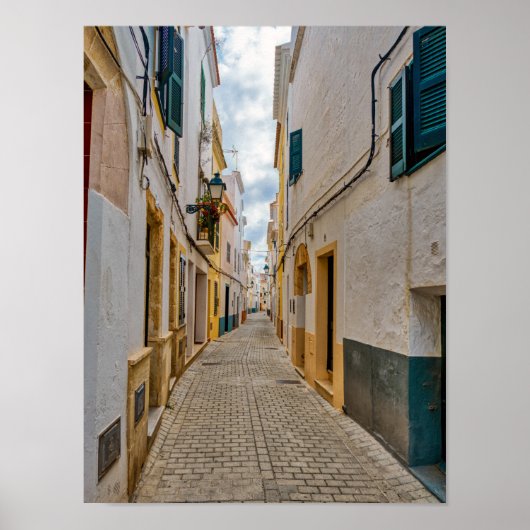 Narrow street in Ciutadella - Menorca, Spanje Poster (Voorkant)