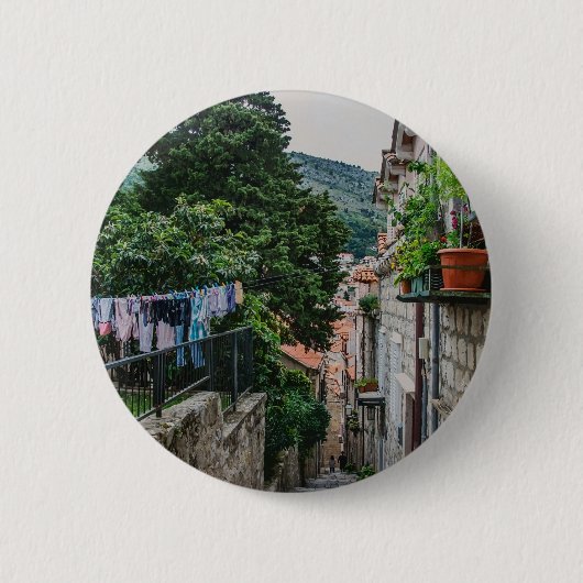 Narrow street in Dubrovnik Ronde Button 5,7 Cm (Voorkant)