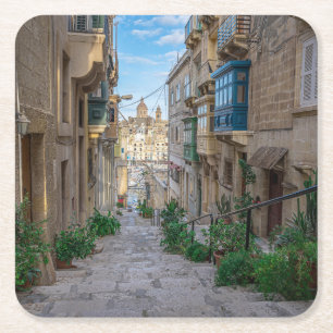 Narrow street in Malta Kartonnen Onderzetters