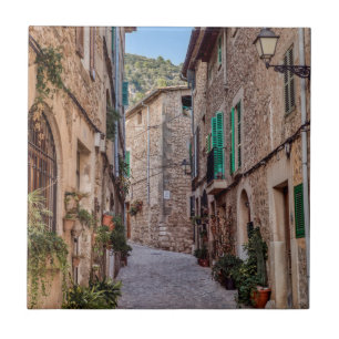 Narrow street in Valldemossa, Mallorca Tegeltje