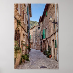 Narrow street in Valldemossa village - Mallorca Poster