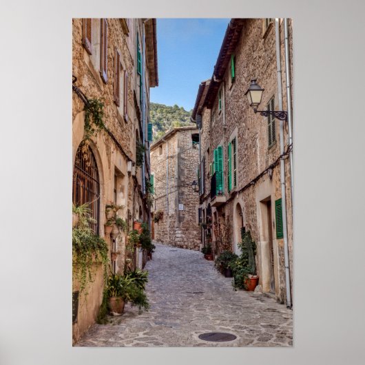 Narrow street in Valldemossa village - Mallorca Poster (Voorkant)