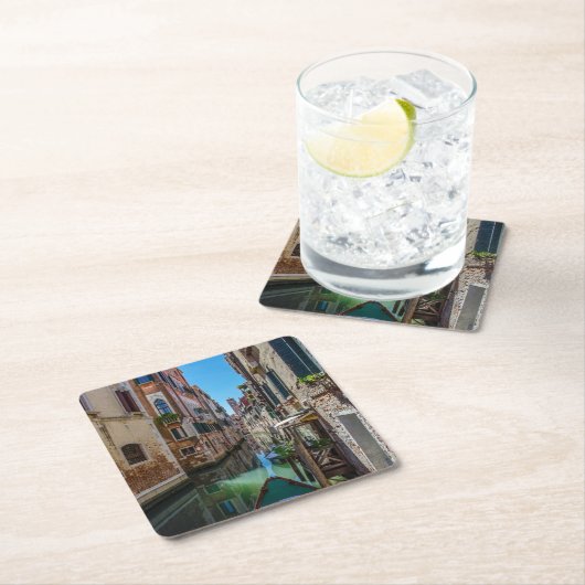 Narrow street met kanaal in Venetië Kartonnen Onderzetters (Insitu)