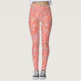 Narrow-zalm en perzikmozaïekeffect leggings