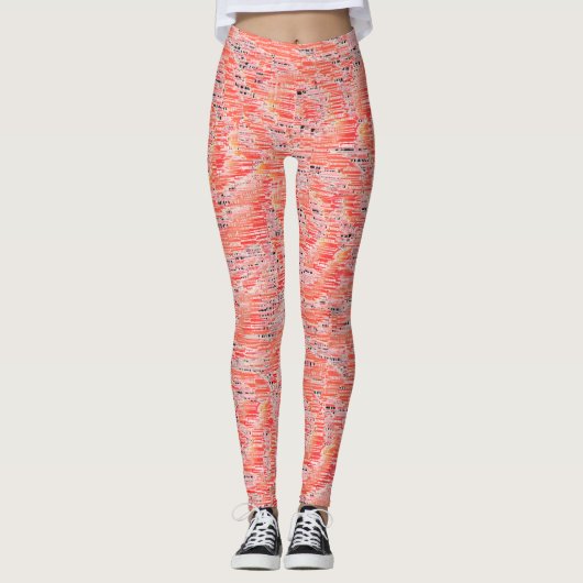 Narrow-zalm en perzikmozaïekeffect leggings (Voorkant)