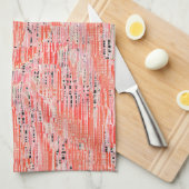 Narrow-zalm en perzikmozaïekeffect theedoek (Quarter Fold)