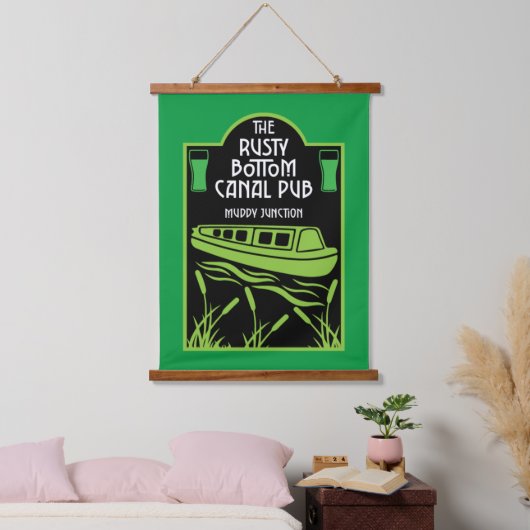 Narrowboat Canal Pubs Hangend Wandkleed (Slaapkamer)