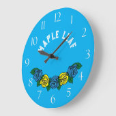 Narrowboat Folk Art Blue Rozen Grote Klok (Hoek)