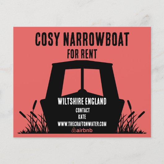 Narrowboat kanaalboot te huur flyer (Voorkant)