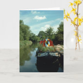 Narrowboat op het Wenskaart van het Kanaal van Kaart (Gele Bloem)