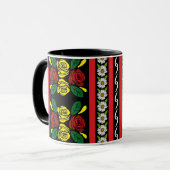 Narrowboat Red Yellow Roses Floral Patterned Mok (Voorkant links)