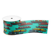 Narrowboats en River Barges Boating Pattern Satijnen Lint (Spoel)