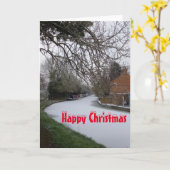 Narrowboats in de sneeuw. Christmas Kaart (Gele Bloem)