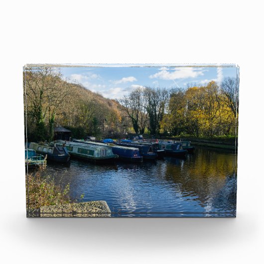 Narrowboats Moored at Salterhebble Basin Fotoblokken (Voorkant)