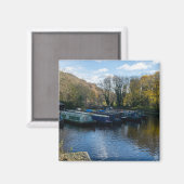 Narrowboats Moored at Salterhebble Basin Magneet (Voorkant / Achterkant)