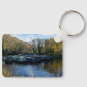 Narrowboats Moored at Salterhebble Basin Sleutelhanger (Voorkant)