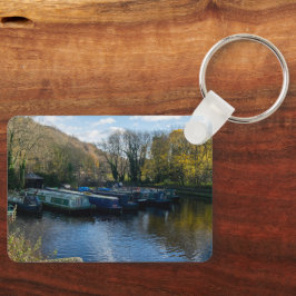 Narrowboats Moored at Salterhebble Basin Sleutelhanger