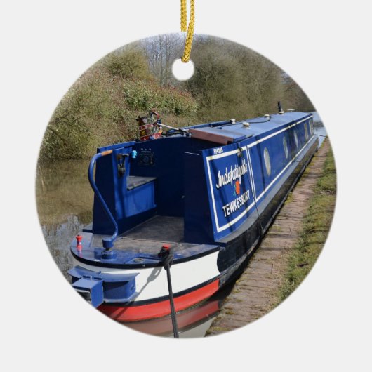 Narrowboot onbedwingbaar keramisch ornament (Voorkant)
