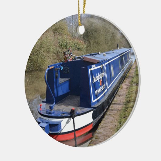 Narrowboot onbedwingbaar keramisch ornament (Links)