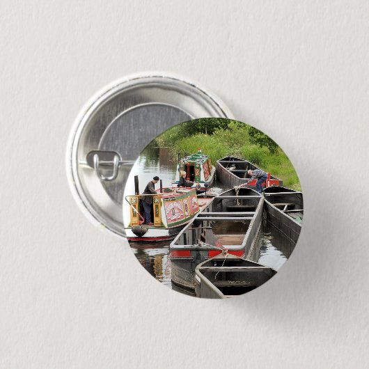 NARROWBOTEN OP HET KANAAL RONDE BUTTON 3,2 CM (Voorkant /achterkant)