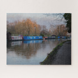 Narrowboten op Iced Up Canal Foto van Brett Jordan Legpuzzel