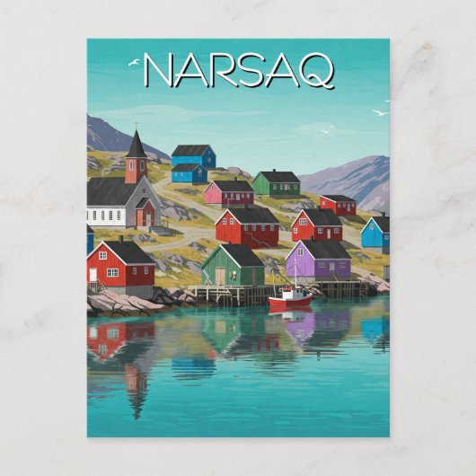 Narsaq Groenland Reizen Briefkaart (Voorkant)