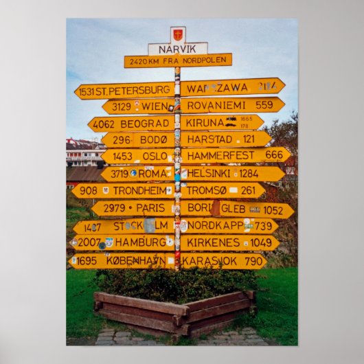 Narvik richtingbord poster (Voorkant)